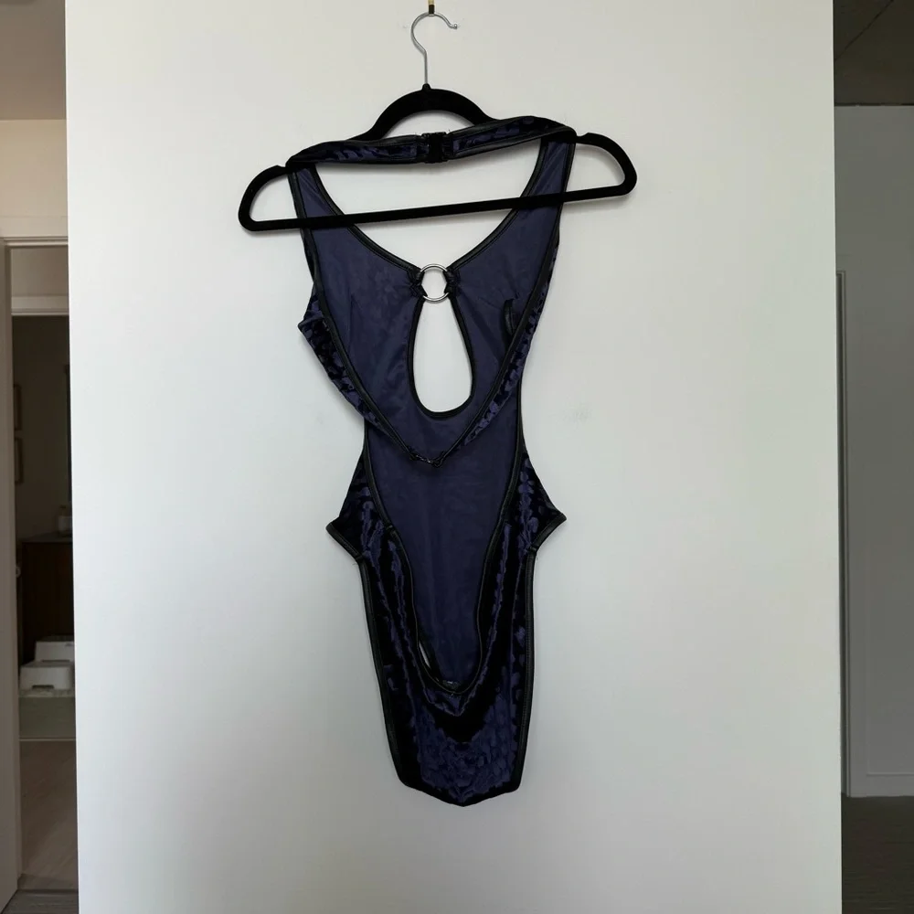 KILLSTAR BARBARELLA HALTER BODYSUIT in Plum Size L - Picture 2 of 3